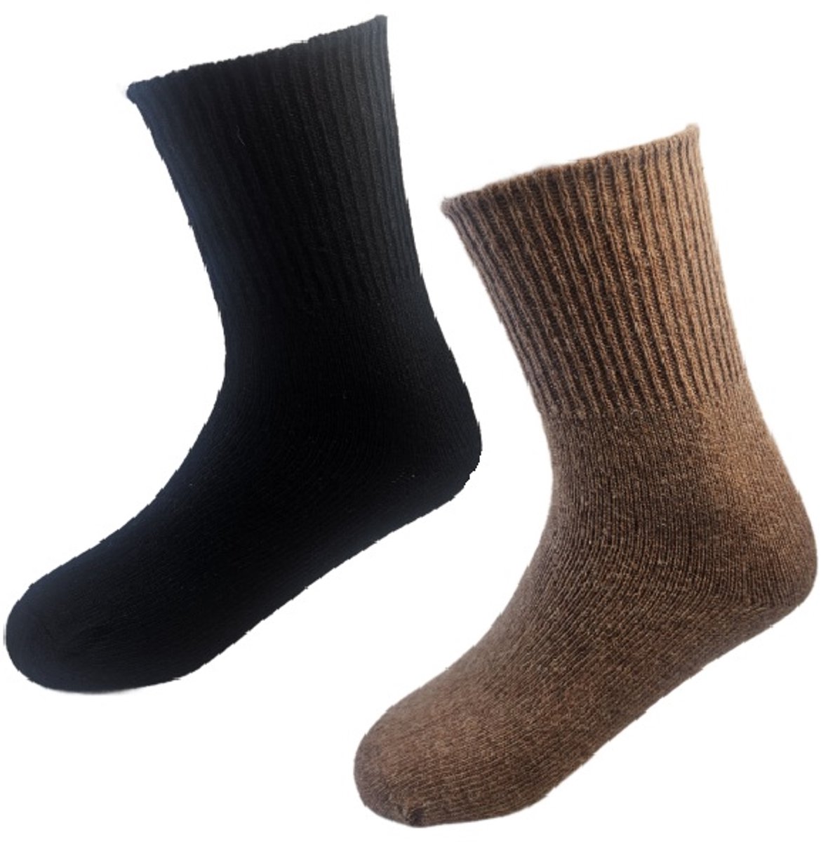 BamBella ® - 2 paar Sokken - Wol - maat 36-41 - Alpaca schaap warme wollen dikke winter sokken - thermo oranje zwart