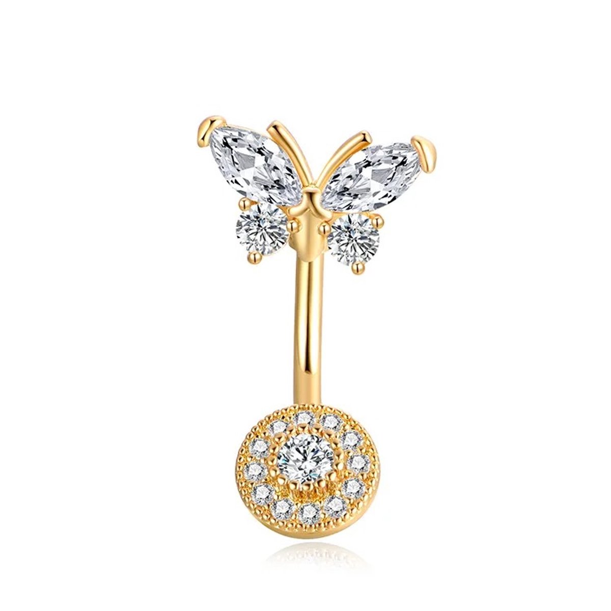Vlinder Navelpiercing - 14K Verguld Navelpiercing - Belly Button Piercing - 1 Stuk