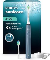 Philips Sonicare 2100 Series – Elektrische Tandenborstel – Blauw – Reiniging tussen de tanden – Met 2 opzetborstels – HX4022/04