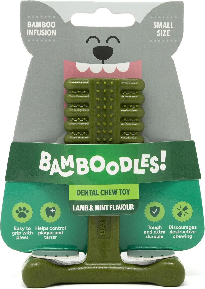 Bamboodles! - Dental Chew Toy - maat M - Kauwspeelgoed voor de hond - Lam en mint - Duurzaam kauwspeelgoed -