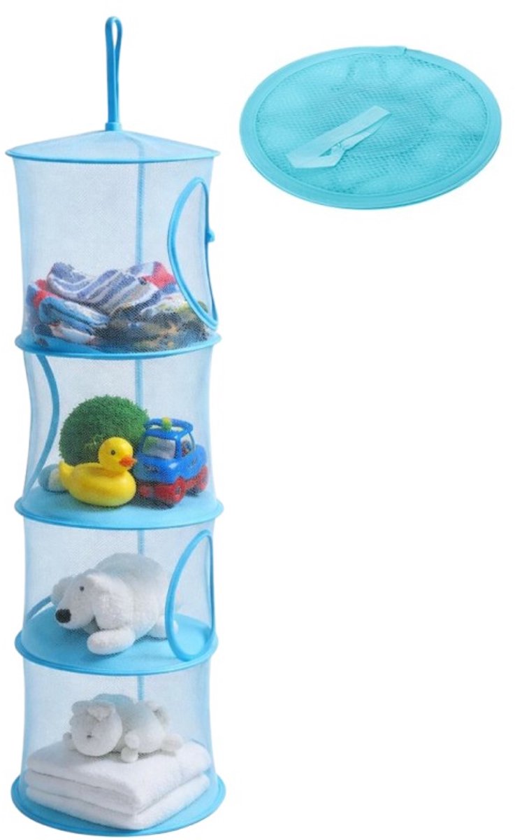 Goodz4All Hangende Speelgoed Organizer Perfecte Opbergers voor Kinderkamer - Opbergen - Opbergrek - 4 Compartimenten - Blauw