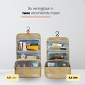 Twee beige toilettassen naast elkaar, een van 4,5 liter en een van 3,5 liter.