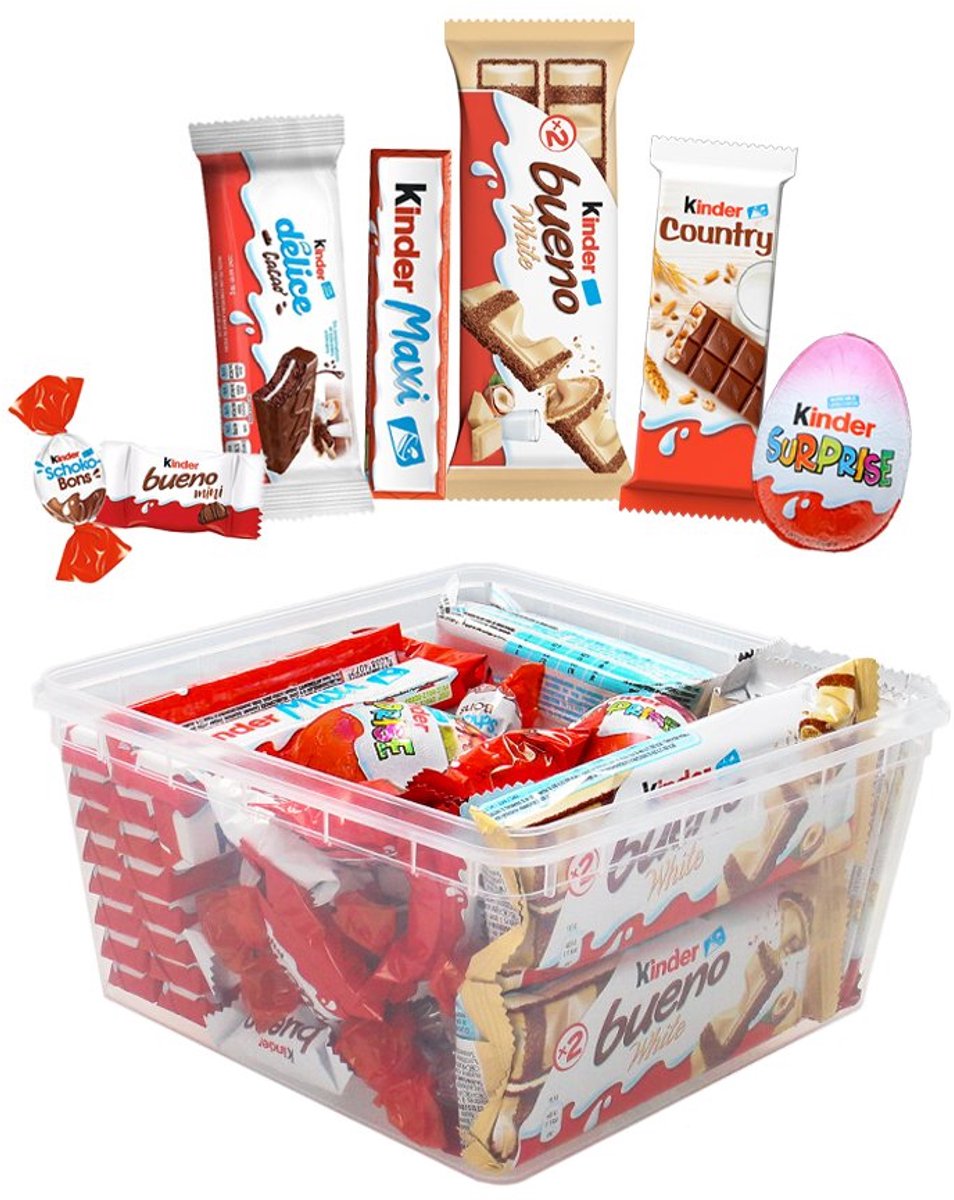 Kinder selection Maxi chocolade mix - Kinder Surprise, Bueno wit, Maxi, Delice, Schokobons, Bueno mini & Country - 1054g