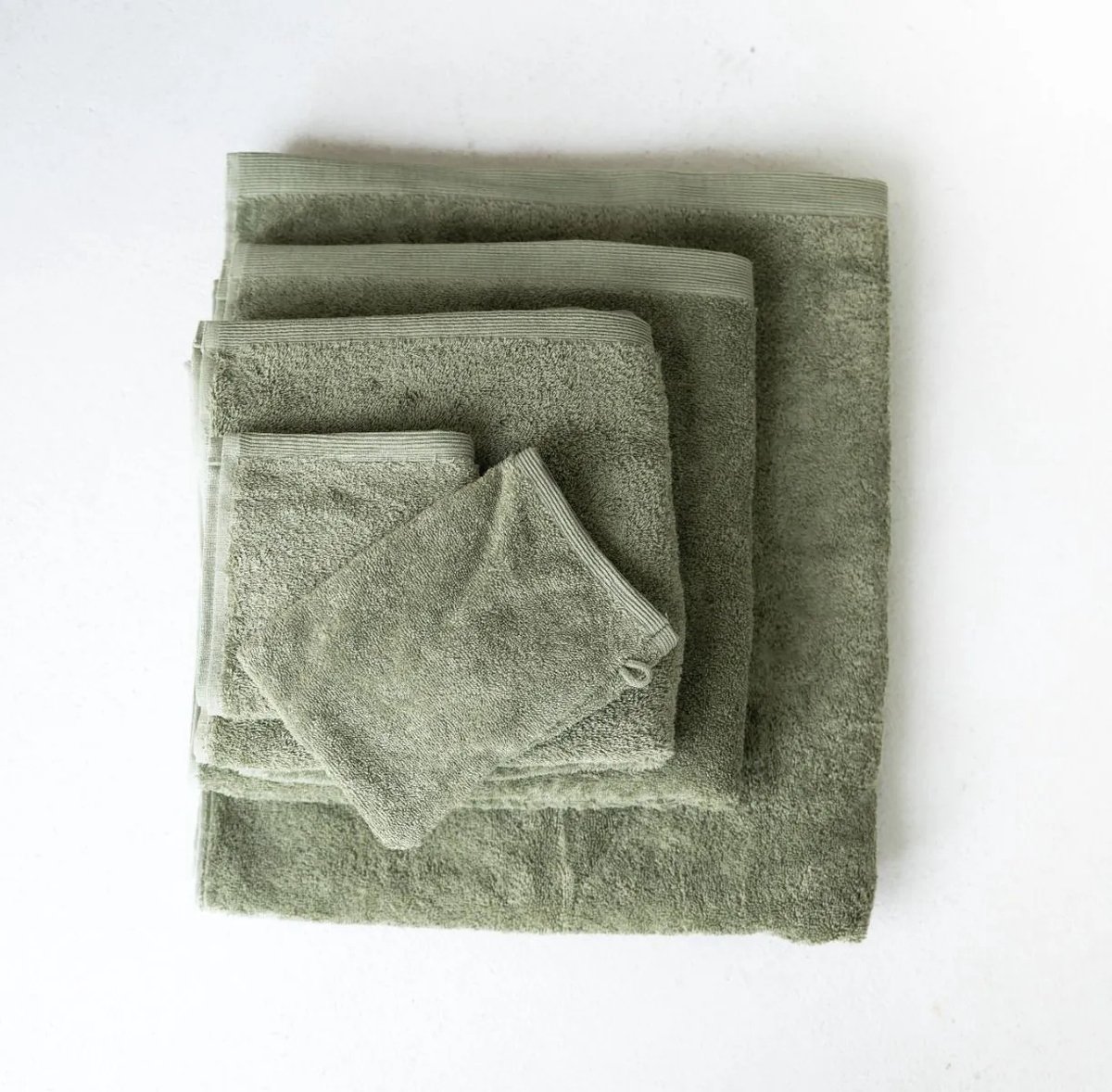 Linolux Washand Home Licht Groen – Set van 6 – 100% Katoen – 580 g/m² – Zacht & Absorberend