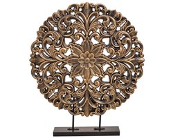 Houten raamdecoratie Bloem in zwart / goud