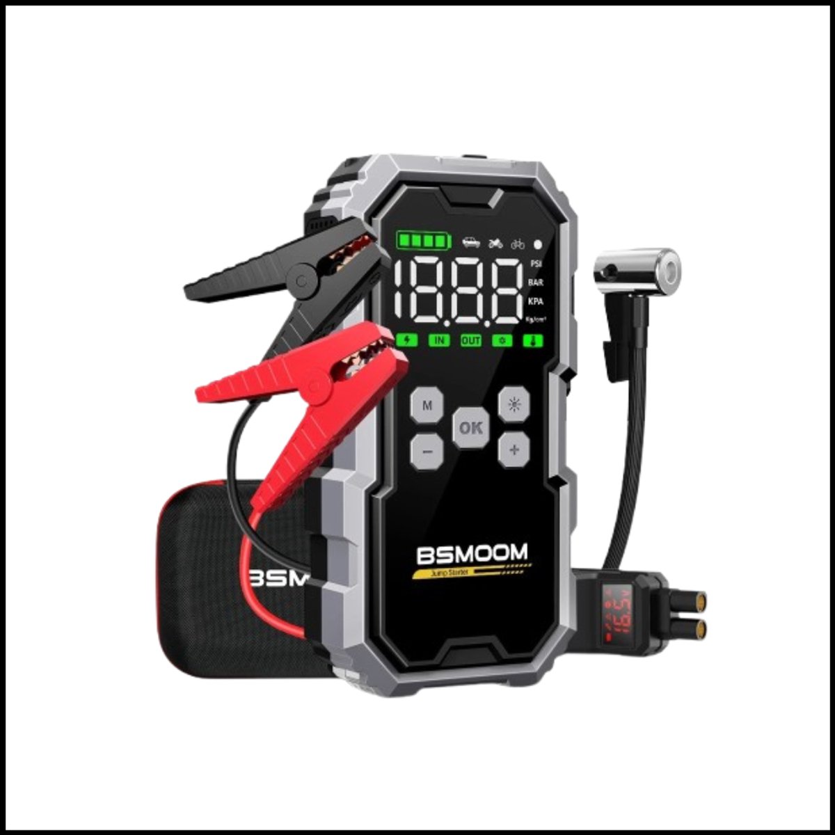 150PSI Luchtpomp & Auto Startbooster – Draagbare 7000A Auto Accubooster – Powerbank – Noodstarter – LED SOS Lamp