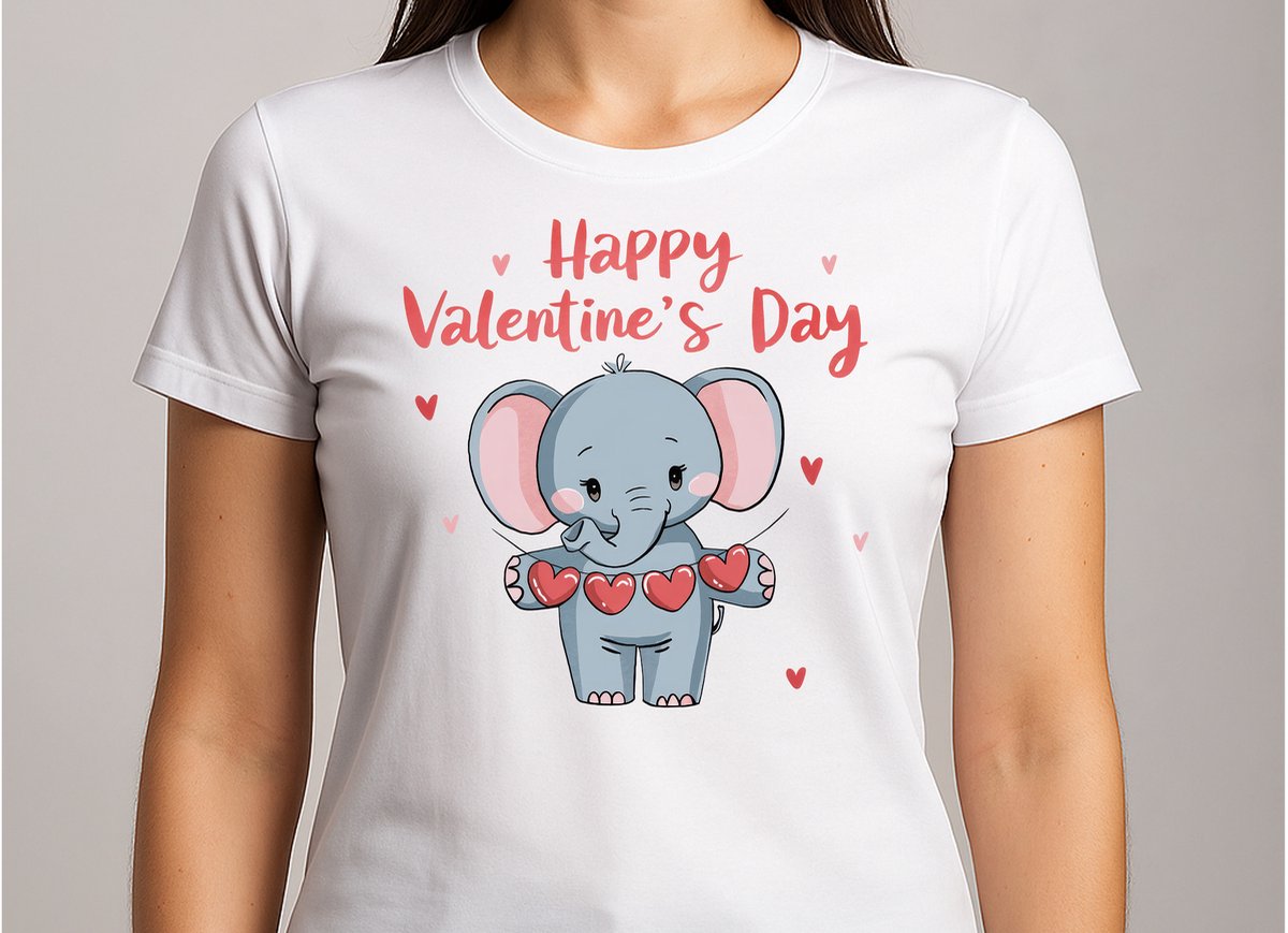 Baby Elephant Happy Valentine's Day - T Shirt - Cute - Sarcastic - GoodVibes - Sarcasm - Funny - Gift - Cadeau - Sarcastisch - SarcastischeVibes - Valentine