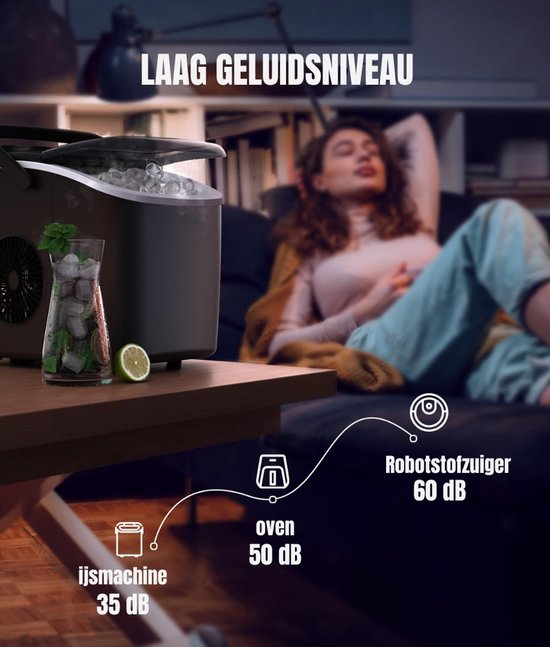 AMA® Ijsblokjesmachine - Zelfreinigende Ijsblokjesmaker - Kleine Ijsblokjesmachine - Zwart - 29.4x22.2x29cm van Merkloos — afbeelding 3