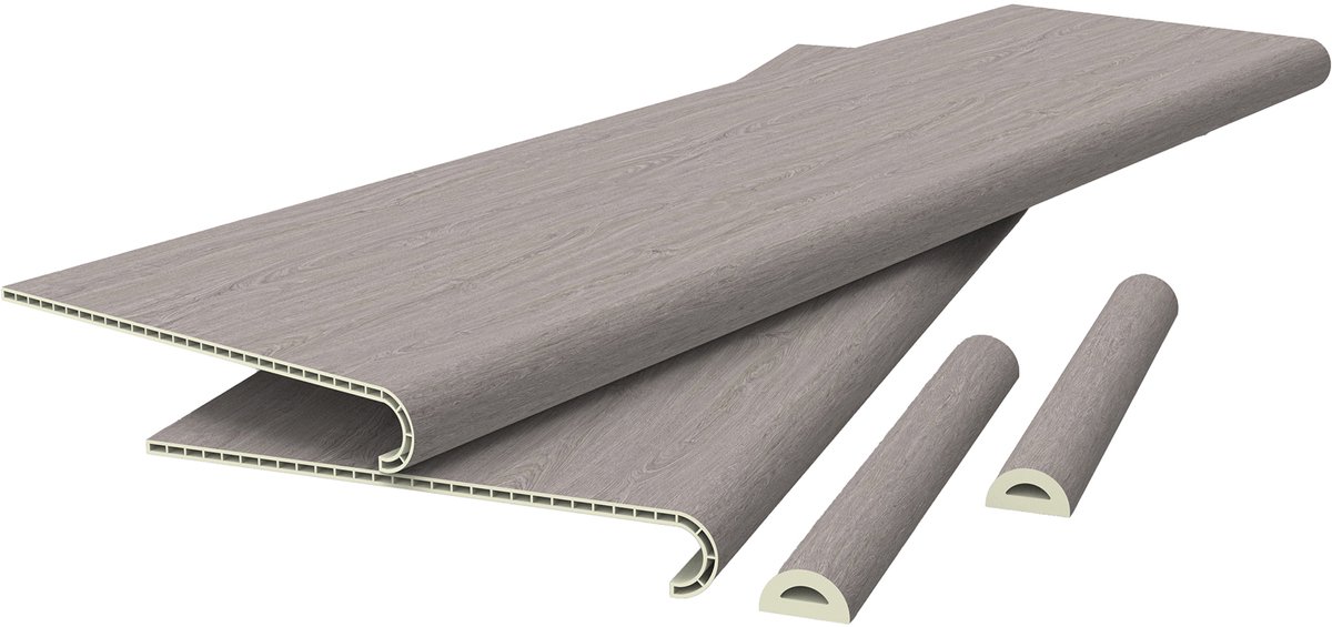 Overzettreden stootborden set van 2 PVC 120x32x4,6 cm Ash grey NEU.HOLZ