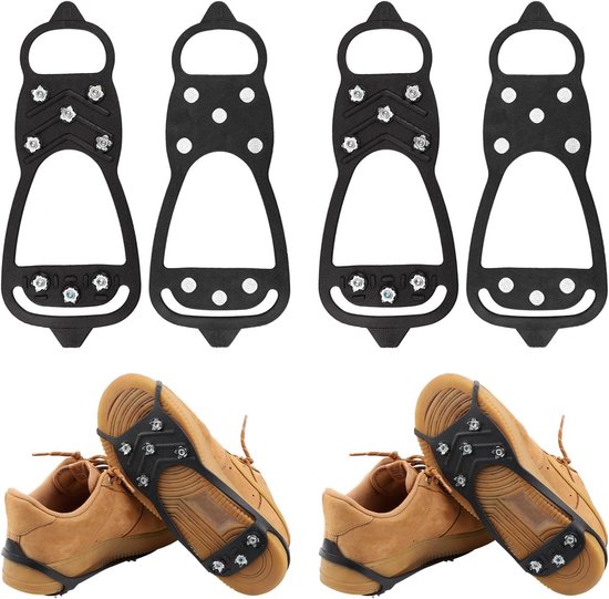 Anti-slip Ijsgrijpen - 2 paar anti-slip klauwen spike ice traction spalken walking traction spalken duurzame sneeuw en ijs grip schoenen, laarzen met 8 stalen spike ijs klauwen（40-46）