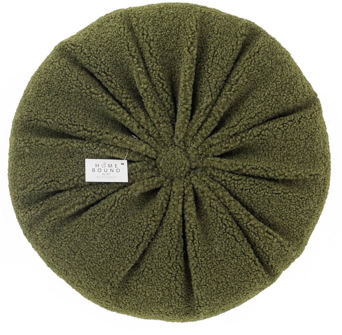 HomeBound by KY | Kussen rond teddy groen | 40x40x10cm | kussen rond