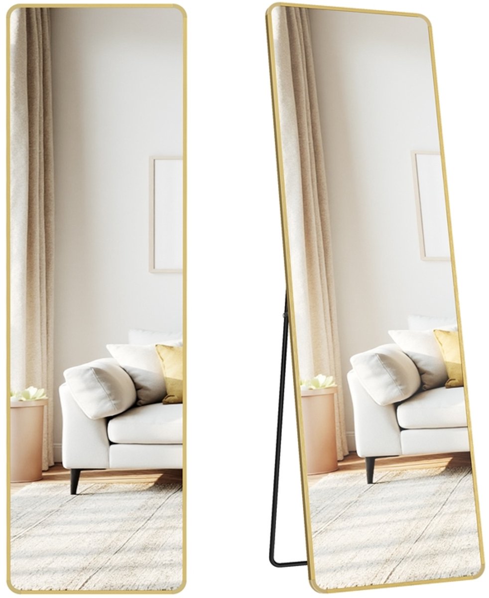 Rechthoekige spiegel - Volledige lengte - 150 x 40 cm - Lichtgoud