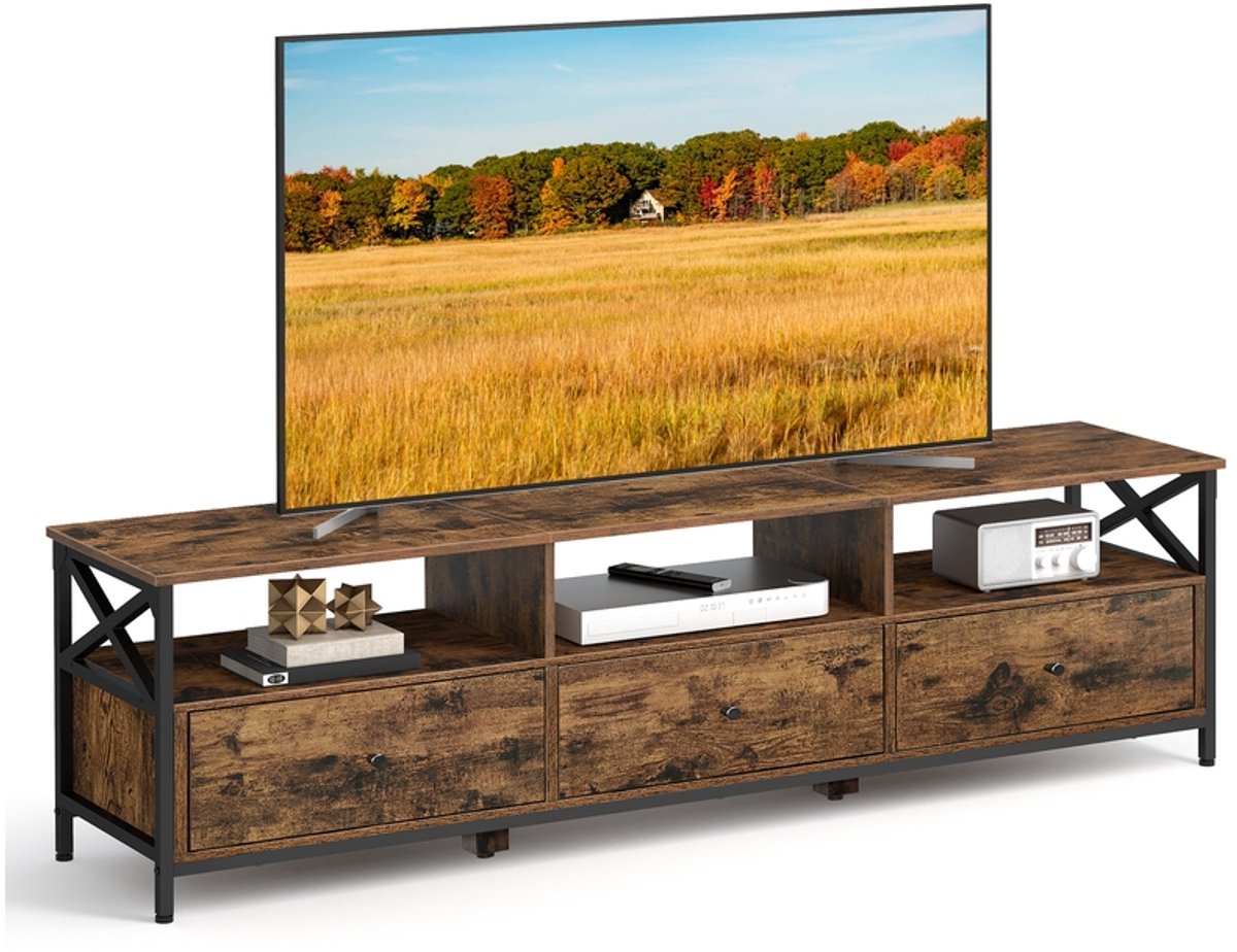 Tv-meubel met lades – 178 x 40 x 50 cm – Vintage bruin-zwart