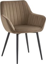 Colenis® - Chaise de salle à manger Luna - Set de 6 - Marron - Velours - Style industriel - Avec accoudoirs