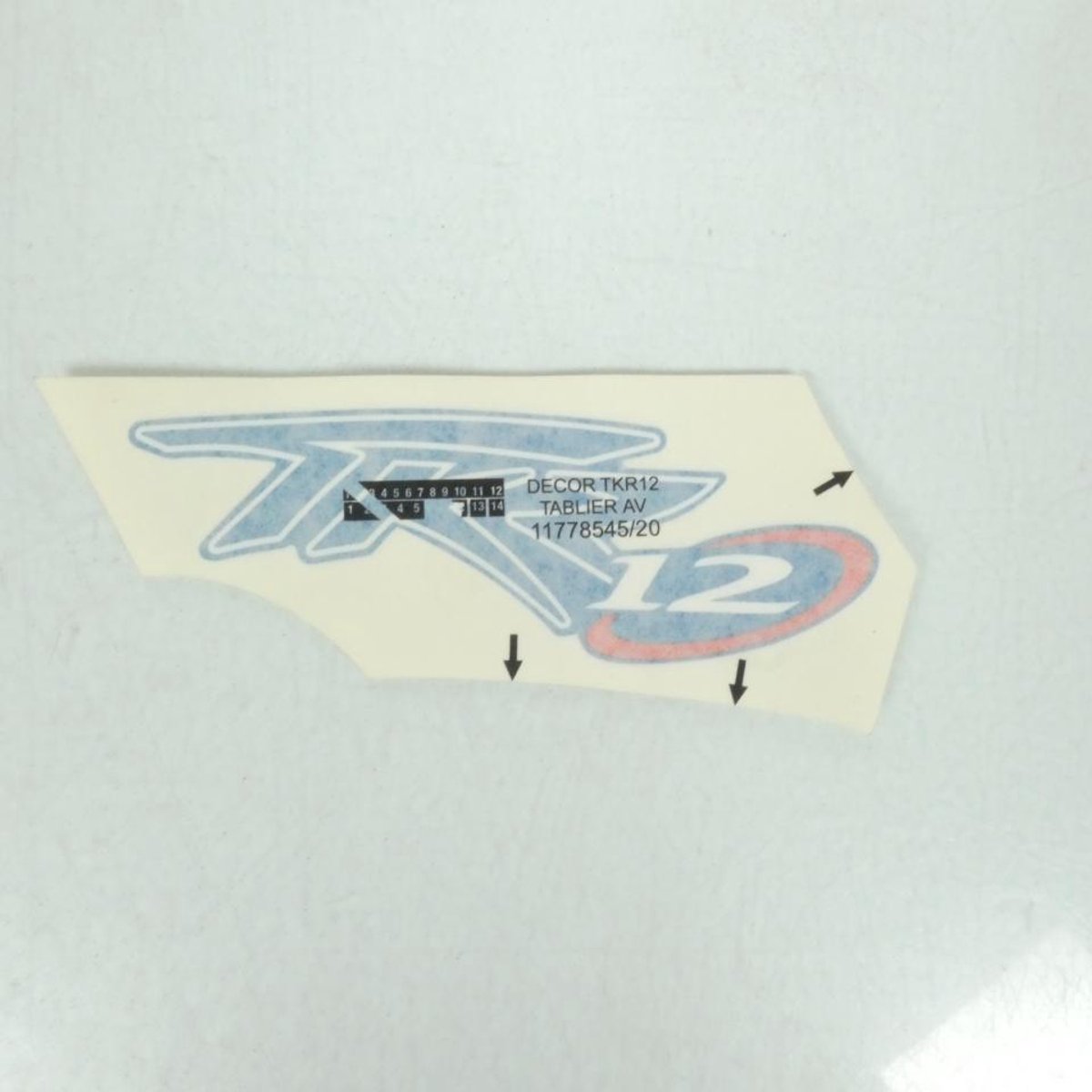 Autocollant tablier avant TKR12 pour scooter Peugeot 50 Tkr 12P 778545E9 Neuf