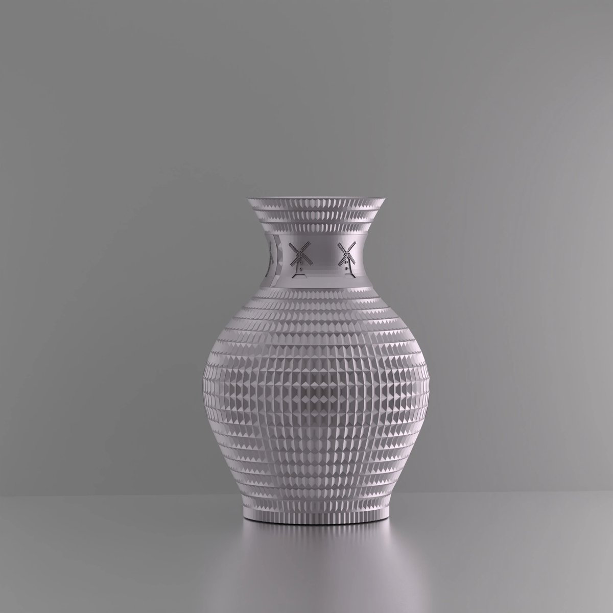 3d-gezellig Athene met molen - Vaas - Waterdicht - Zilver - Maat 25 cm - Kunststof - Modern - Bloemenvaas - 100% gerecycled PLA (bioplastic)