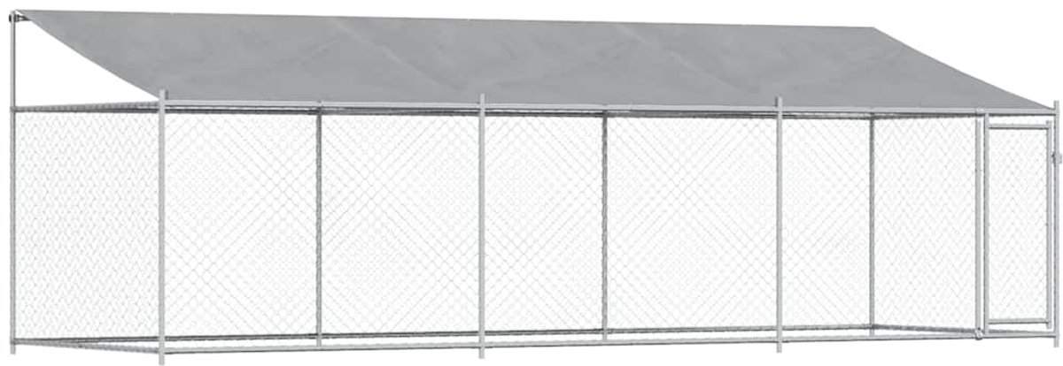 Bol.com vidaXL - Hondenhok - met - dak - en - deur - 6x2x2 - m - gegalvaniseerd - staal - grijs aanbieding