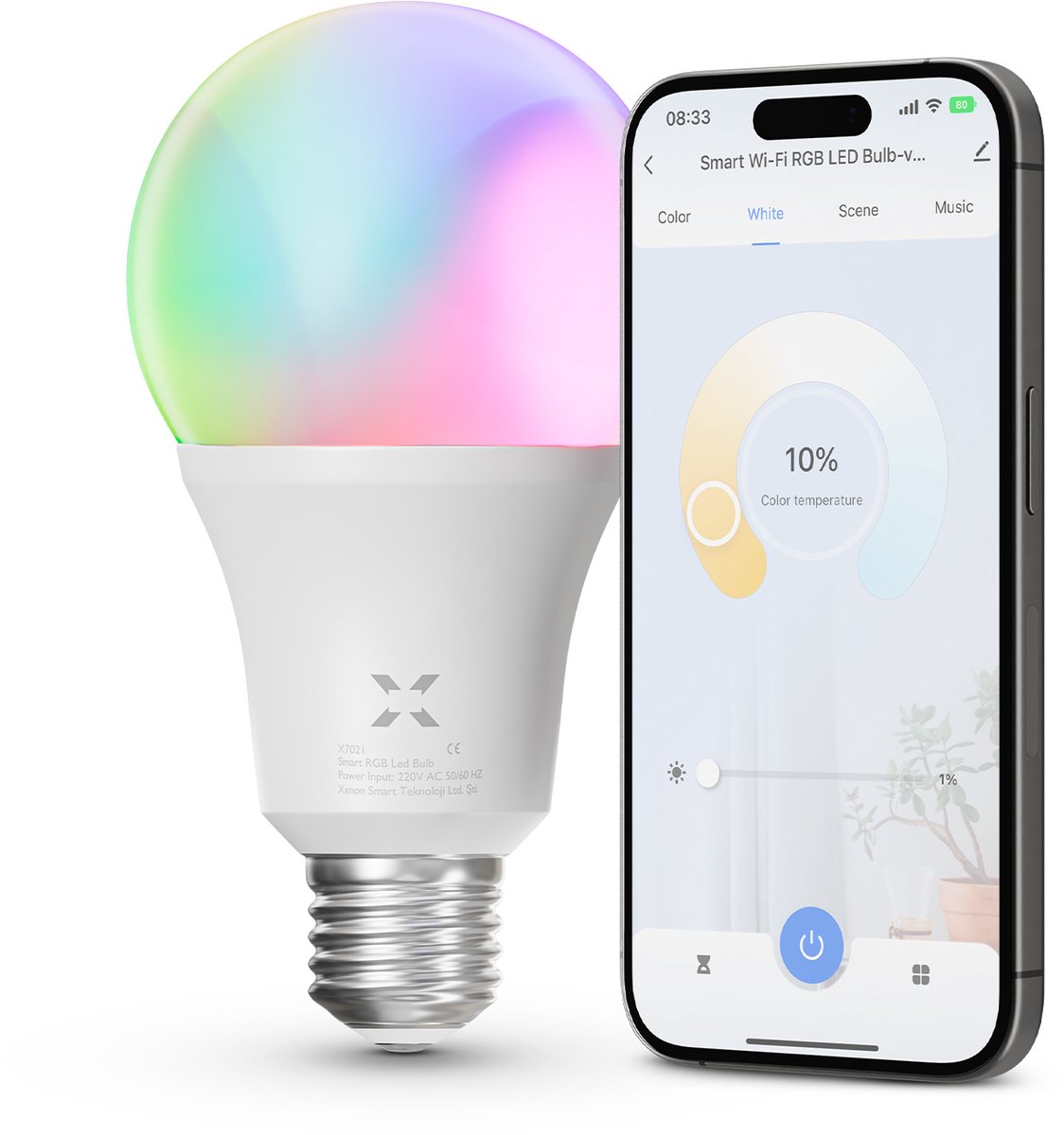 XenonSmart Slimme RGB Lamp E27 | Wi-Fi, 16M Kleuren & Spraakbediening