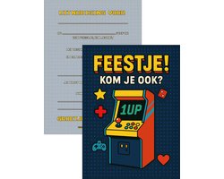 METIWA - Uitnodiging Kinderfeestje Game - 10 stuks - Uitnodigingskaarten - Uitnodiging Verjaardag - Uitnodiging Kinderfeestje Game - Uitnodiging Game