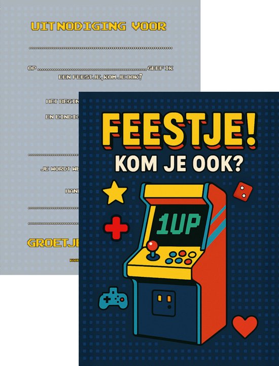 Indoor Speelplaats Uitnodigingskaarten – 12 Stuks – DIN A6 (10,5x14,8 Cm) – Kinderverjaardag Jongens – Dubbelzijdig Bedrukt – Hoogglans – Met Enveloppen – Feestthema