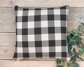 [Sierkussen] [Satijn] Buffalo Plaid zwart en ecru, formaat is 50x50 CM [Interieur] [Decoratie]