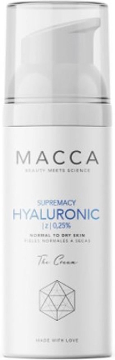 Intensief vochtinbrengende Crème Supremacy Hyaluronic Macca 0,25% Hyaluronzuur Droge Huid (50 ml)