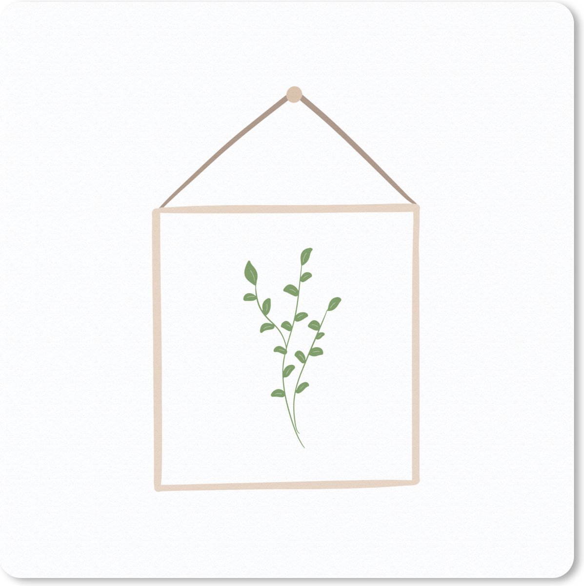 Muismat 30x30 cm - Mousepad Bladeren - Plant - Lijst - Muismatten