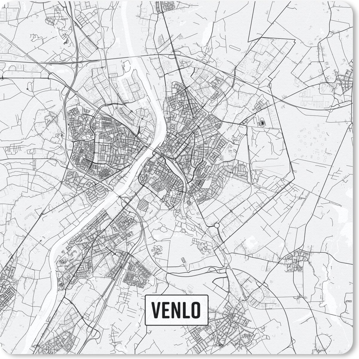 Muismat 30x30 cm - Mousepad Stadskaart Venlo - Muismatten