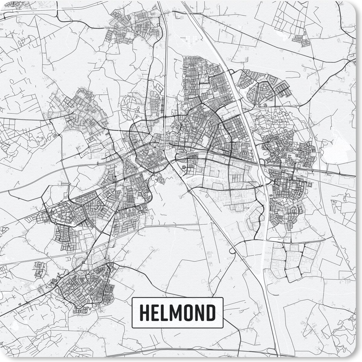 Muismat 30x30 cm - Mousepad Stadskaart Helmond - Muismatten