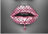 Glasschilderij lippen - LV Pink - 75 x 100 cm - schilderij woonkamer slaapkamer - PosterGuru