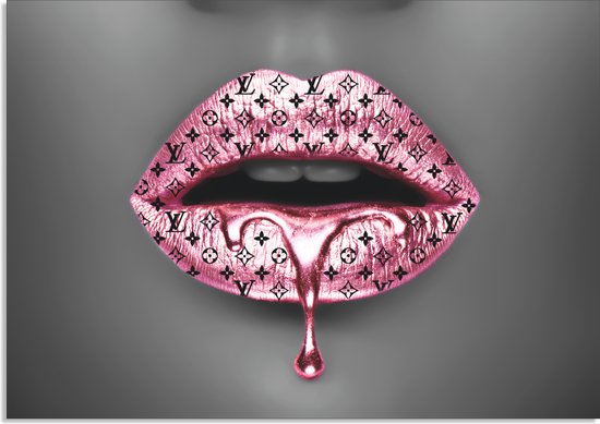schilderij lippen - LV Pink - 75 x 100 cm - schilderij woonkamer slaapkamer - PosterGuru
