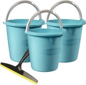 Curver Bingo Hoogwaardige Emmerset - 3 x 10L - Inclusief Trekker - Turquoise