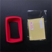 Siliconenhoes + Screenprotector voor iGPSPORT iGS50E Fietscomputer - Rood - Bescherming - Case - Cover