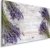 Schilderij - Lavendel op Tafel, Premium Print op Canvas