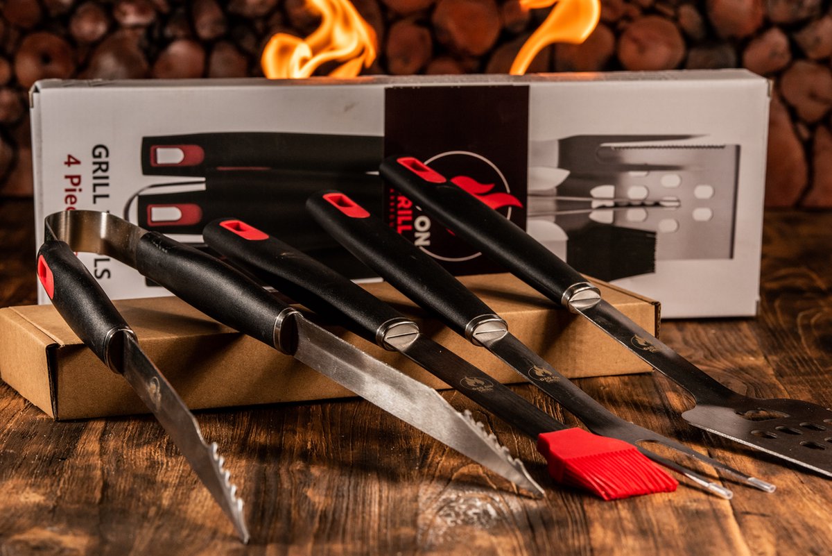 Dad on Grill - Ultimate BBQ Toolset - 4 delig