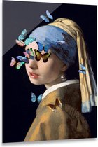 ter Halle® Glasschilderij 80 x 120 cm | Meisje met de parel en vlinders