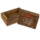 Sieradendoosje hout - I love you to the moon and back - ringdoosje - Valentijn - aanzoek - volwassen - kind - meisje - bruiloft - ringendoosje – deksel - huwelijk