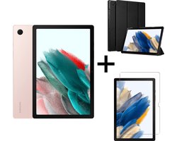 Samsung Galaxy Tab A8 (2021) - 64GB - Wifi - 10.5 inch - Pink Gold + Tri-fold smart hoes + Screenprotector tempered glass