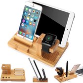 Luxe Bamboe Houten Houder Geschikt Voor Apple Apparaten (iPad/iPhone/Apple Watch iWatch Se