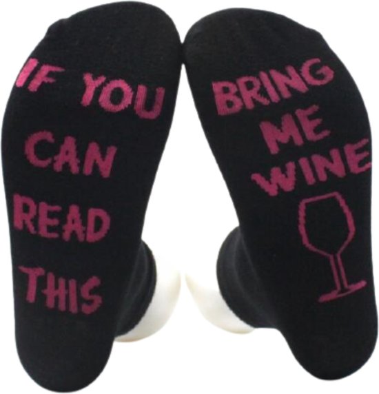 Wijn Sokken - If you can read this bring me wine - Sokken met tekst - Wine  Socks -... | bol.com