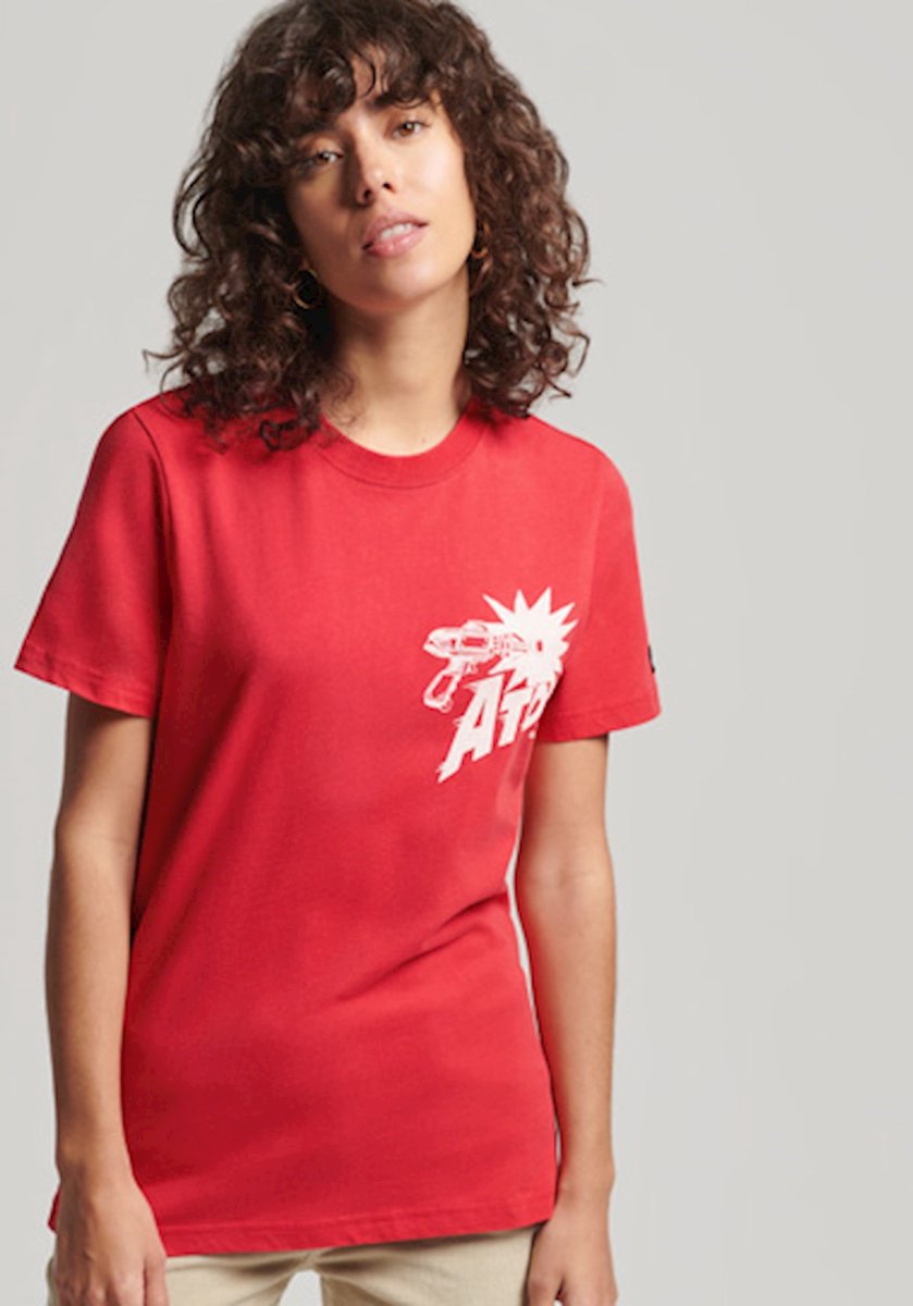 Superdry Dames tshirt Vintage Crossing Lines T-shirt Rood