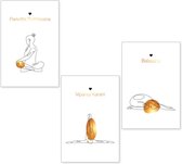 Posters - Set 3 posters - yoga poses - line art - 50x70 cm - goudlook - muurdecoratie