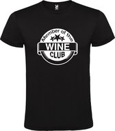 Zwart T shirt met "Member of the Wine Club " print Wit size L