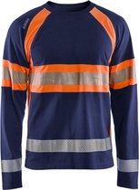 Blaklader High Vis T-shirt lange mouwen 3510-1030 - Marineblauw/Oranje - XS