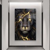Wallyard - Glasschilderij Leeuw - Wall art - Schilderij - 80x120 cm - Premium glass - Incl. muur bevestiging