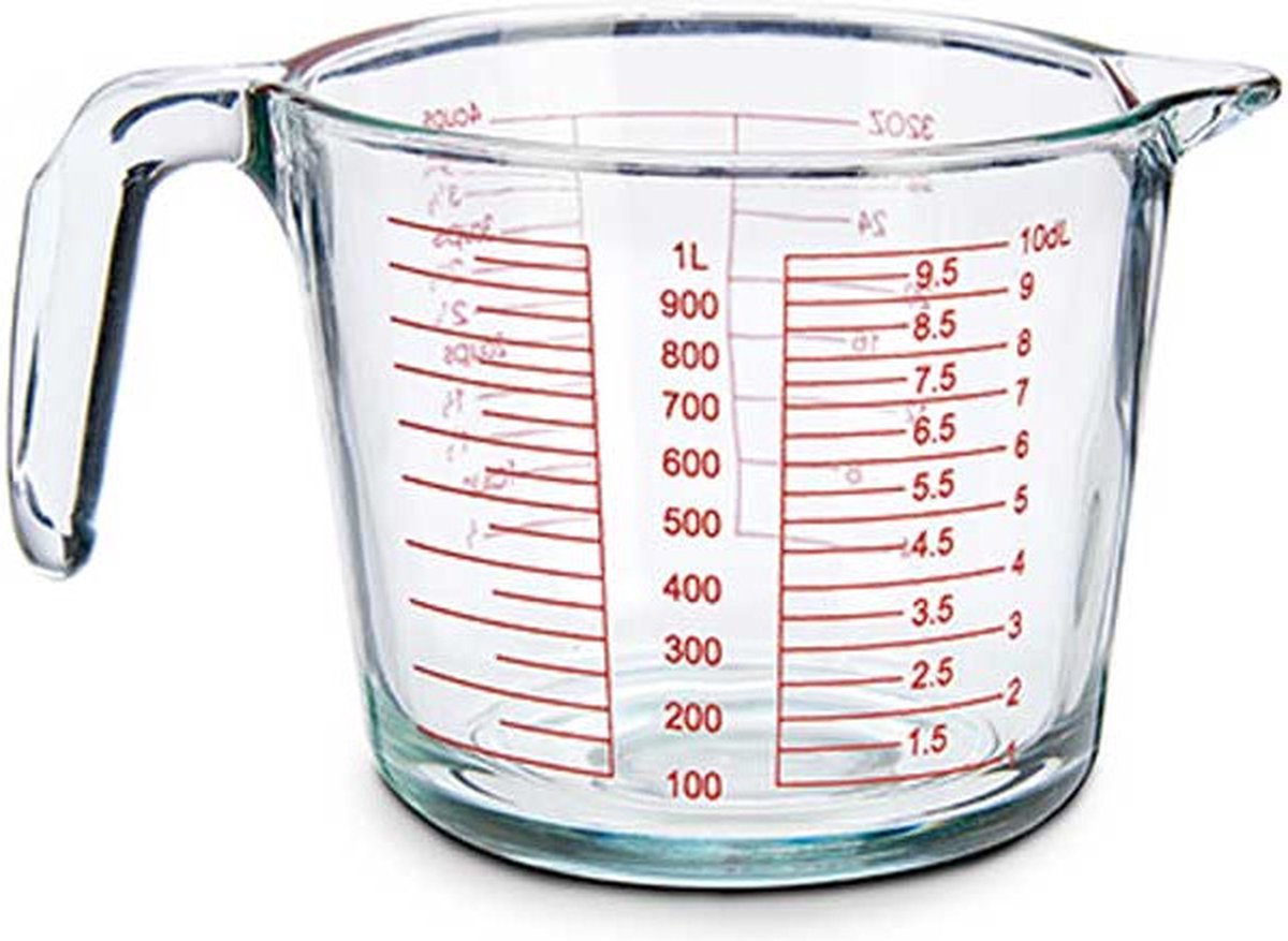 Glazen Maatbeker 1 Liter – Maatbeker Glas – Maatkan – Maatkannetje – 1L