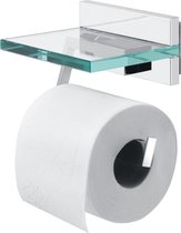 Tiger Safira toiletpapierhouder met praktische glazen legger, chroom