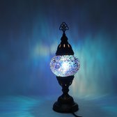 Turkse Lamp - Mozaïek Lamp - Tafellamp - Marokkaanse Lamp - Oosterse Lamp - Recht model - Ø 12 cm - Hoogte 30 cm - Authentiek - Handmade - Kleurrijk -