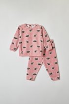 Woody pyjama baby meisjes - roze met wasbeer all-over print - 212-3-PDL-V/929 - maat 68