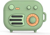 Beschermhoes voor Apple Airpods Pro - Retro radio - Licht Groen - Siliconen case geschikt voor Apple Airpods pro